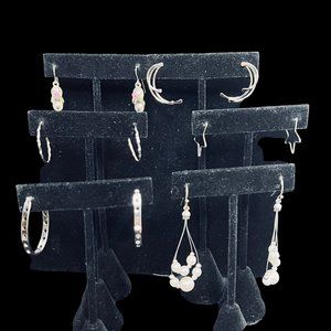 Lot of 6 Silver Tone Pierced Earrings (4653)